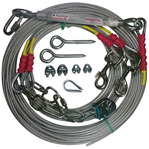 Freedom Aerial Double Dog Trolley Run Cable 2 Dogs FADR-DD500 (Large Dogs, 200 FT)